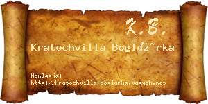 Kratochvilla Boglárka névjegykártya